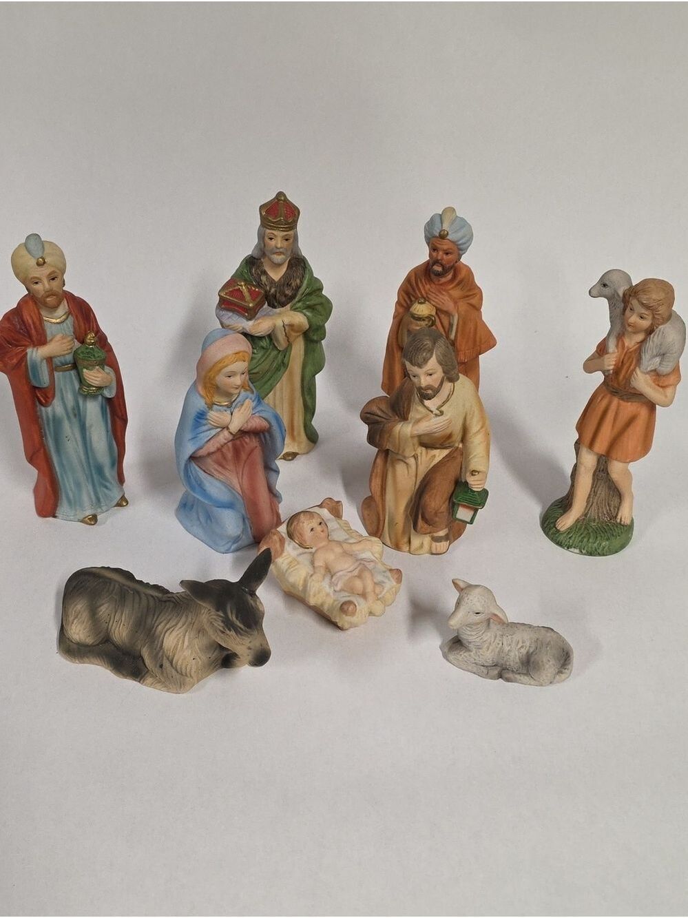 Vintage Homco 9-Piece Nativity Set #5216 - Bisque Porcelain - As Is